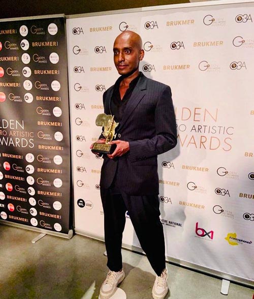 Sulaiman Addonia wins at Belgium’s Golden Afro Artistic Awards 2021.