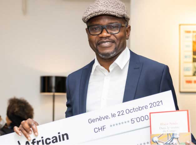 Blaise Ndala wins Prix Kourouma 2021 in Geneva.